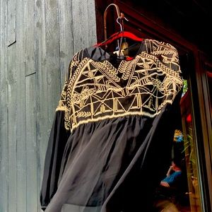 Incredible sheer black house from SUNDANCE ~white detailing and flowy sleeves